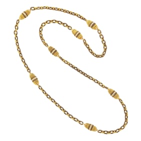 Long Two-Color Gold and Diamond Necklace