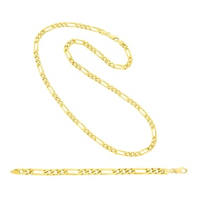 Gold Figaro Link Chain Necklace and Bracelet