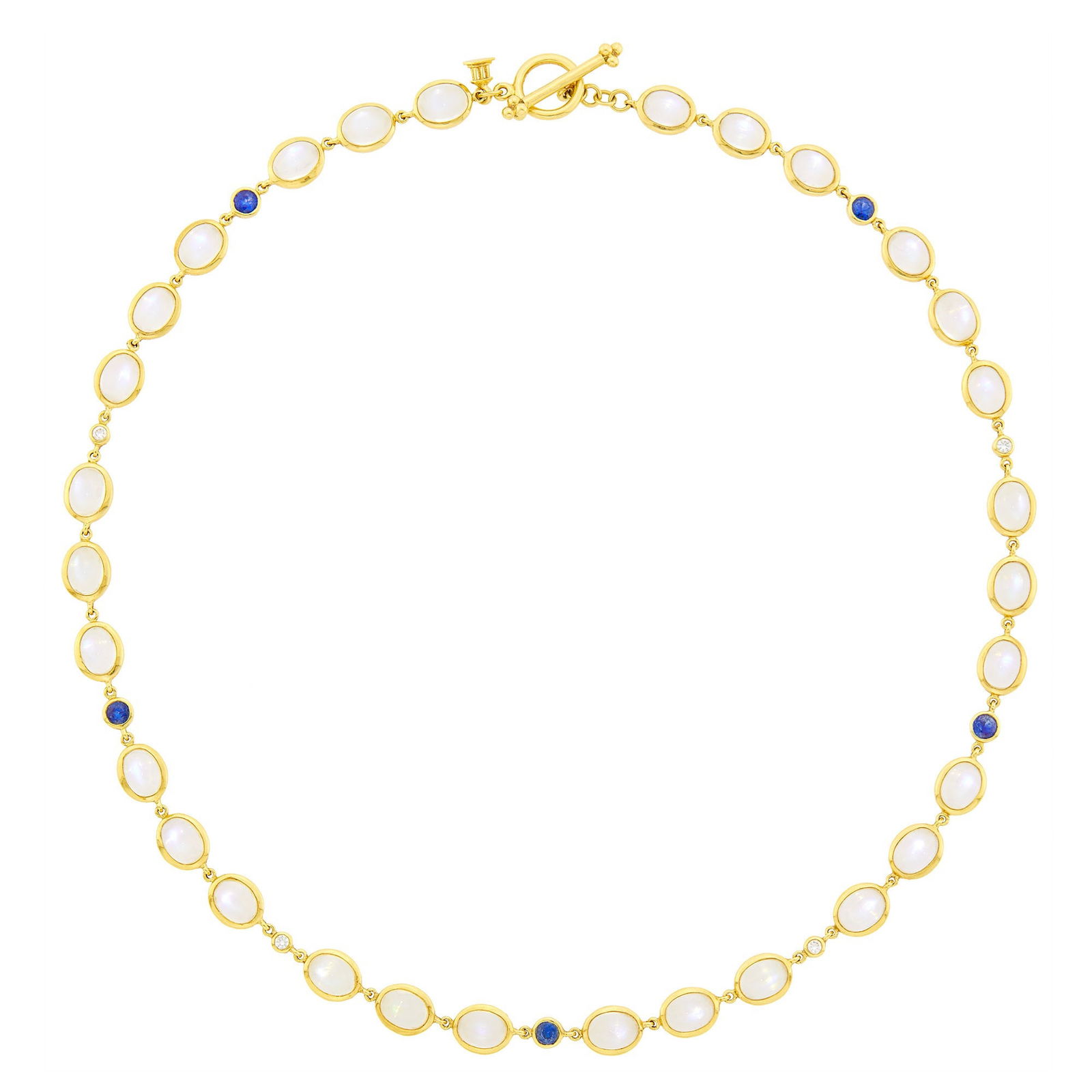 Temple St. Clair Gold, Moonstone, Sapphire and Diamond Necklace (1 of 1)