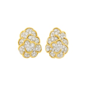 Pair of Gold, Platinum and Diamond Earclips