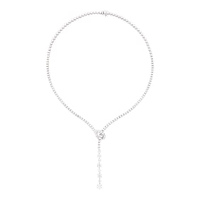 White Gold and Diamond Lariat Necklace