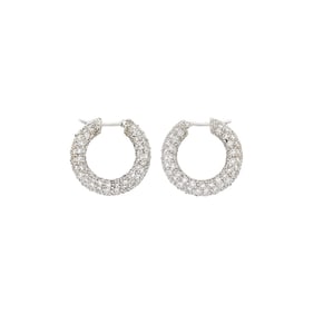 Pair of Platinum and Diamond Hoop Earrings
