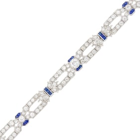 Platinum, Diamond and Sapphire Bracelet
