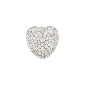 Antique Platinum, Gold and Diamond Heart Pendant-Brooch