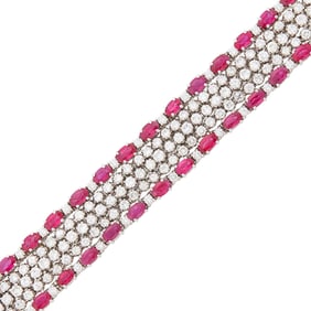 White Gold, Diamond and Ruby Bracelet