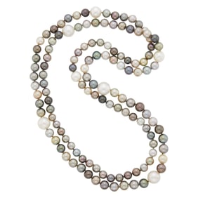 Long South Sea, Tahitian Gray and Golden Cultured Pearl Necklace