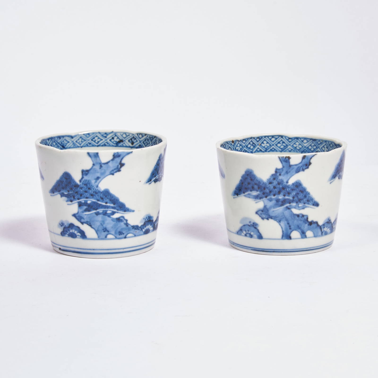 Pair of Large Japanese Blue and White Porcelain Cups Arita, Edo Period