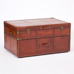 Brass Studded Leather Trunk