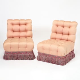 Pair of Tufted Slipper Chairs