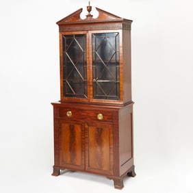 George III Style Mahogany Bookcase Cabinet