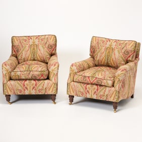 Pair of Upholstered Club Chairs