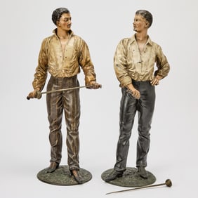 Pair of Cold Painted Bronze Figures of Fencers
