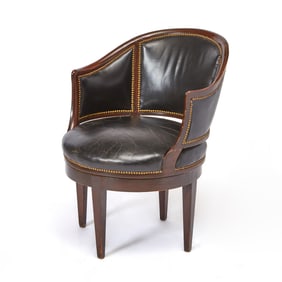 George III Style Leather Upholstered Desk Chair