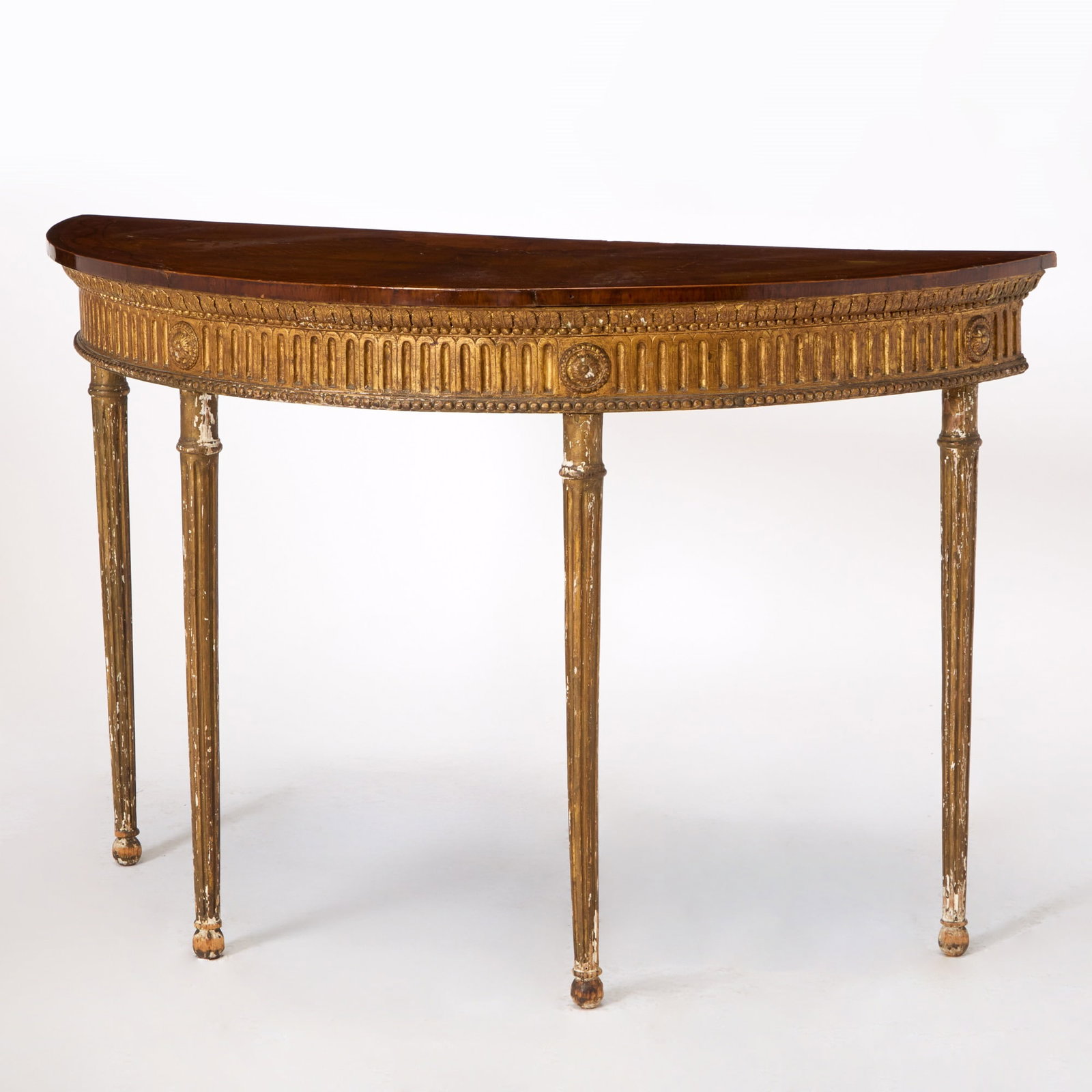 George III Satinwood, Marquetry and Giltwood Demilune Console (1 of 5)
