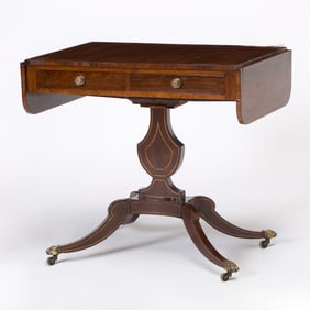Regency Rosewood Lyre Pedestal Sofa Table