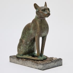 Egyptian Style Bronze Figure of a Seated Cat