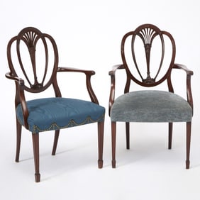 Pair of Federal Upholstered Mahogany Armchairs