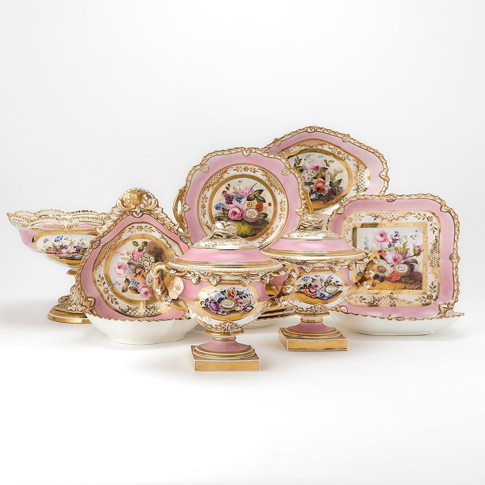 Coalport Pink Ground Porcelain Dessert Service (1 of 4)