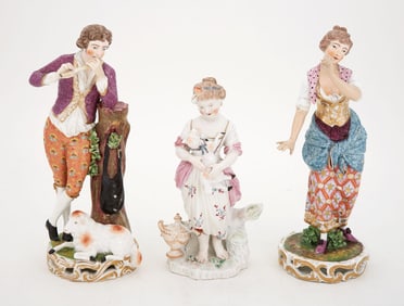 Two Royal Crown Derby Porcelain Figures of a Shepherd and Shepherdess