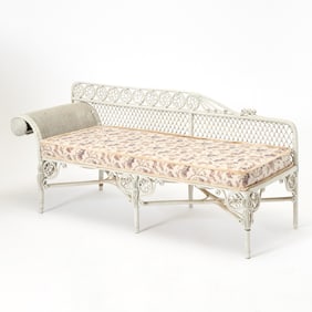 White Painted Wicker Daybed
