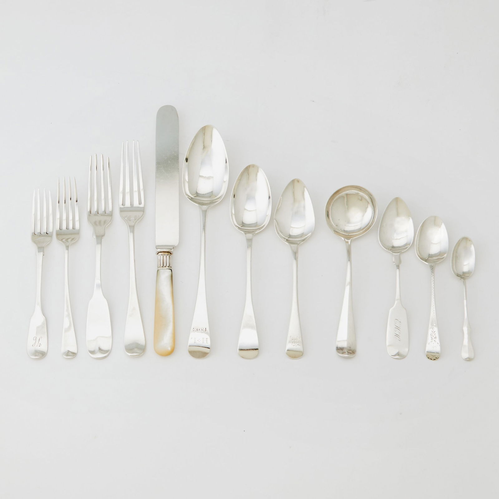 Assembled English and American Silver Flatware Service (1 of 4)