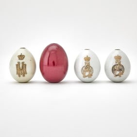 Group of Four Russian Porcelain Easter Eggs