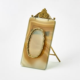 Continental Gold and Gilt-Metal Mounted Agate Photograph Frame