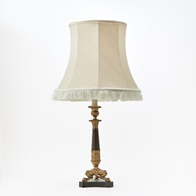 Charles X Style Gilt and Patinated Bronze Candlestick