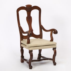 Louis XIV Upholstered Walnut Os de Mouton Armchair