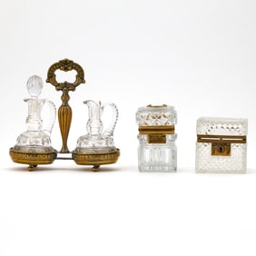 Two Assorted Gilt Bronze Mounted Cut Glass Boxes