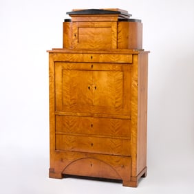 Austrian Neoclassical Part-Ebonized Birchwood Secretaire Cabinet