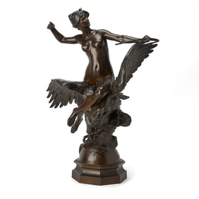 Patinated Bronze Hebe and Jupiter in the Guise of an Eagle