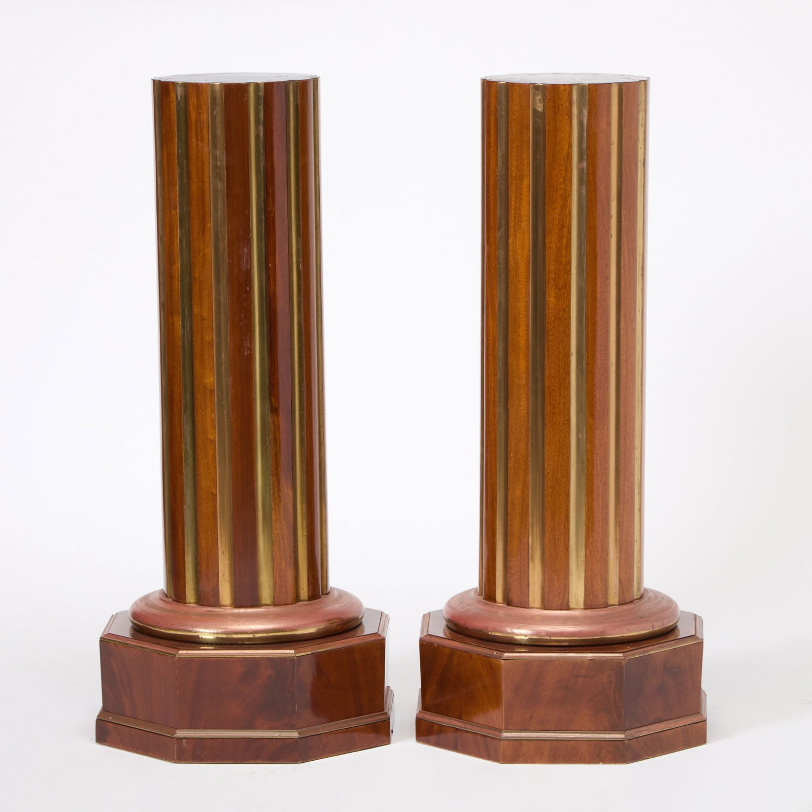 Pair of Louis XVI Style Parcel-Gilt Mahogany Pedestals (1 of 4)