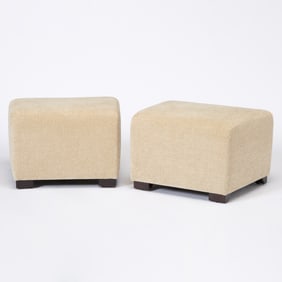 Pair of Art Deco Style Upholstered Ottomans