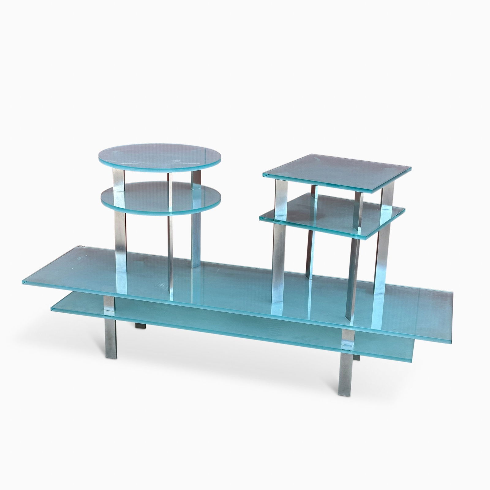 Three Pace Glass and Chromed Metal Tables (1 of 9)