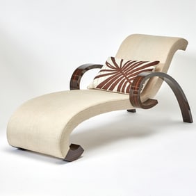 Armani/Casa Macassar Ebony Upholstered Chaise Lounge