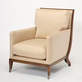 Art Deco Style Upholstered Mahogany Armchair