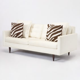 Cream Upholstered Mahogany Sofa