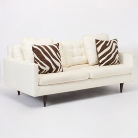 Cream Upholstered Mahogany Sofa