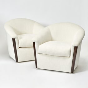 Pair of Art Deco Style Upholstered Lounge Chairs