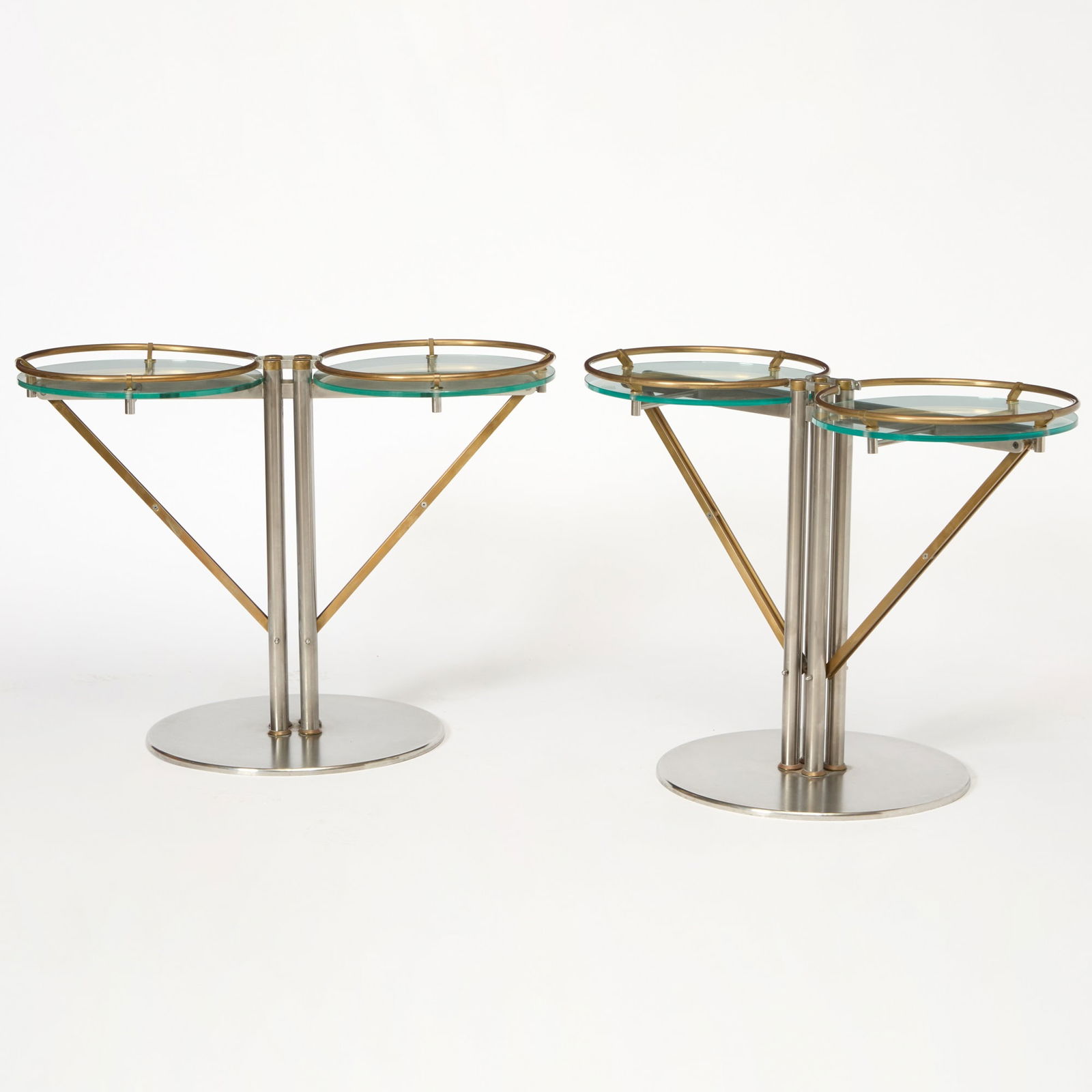Pair of Stainless Steel and Glass Side Tables (1 of 5)