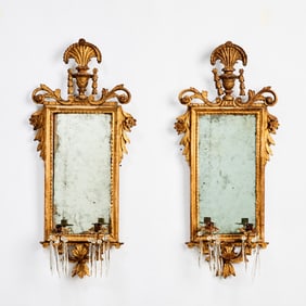 Pair of Italian Neoclassical Giltwood Girandoles