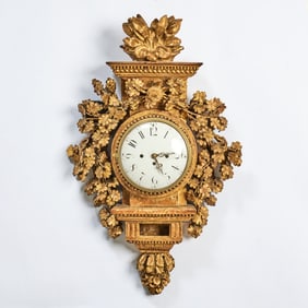 Swedish Gustav III Giltwood Wall Clock