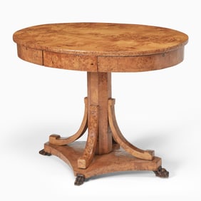 Russian Neoclassical Karelian Birch Oval Table