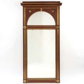 Russian or Baltic Neoclassical Brass-Mounted Mahogany Pier Mirror