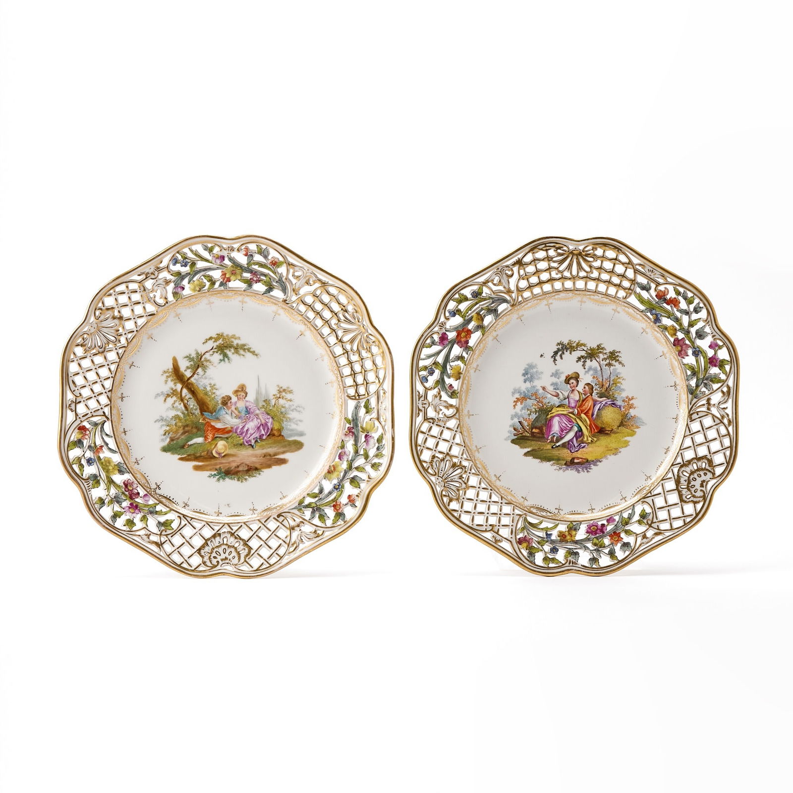Pair of Berlin K.P.M. Reticulated Porcelain Cabinet Plates (1 of 2)