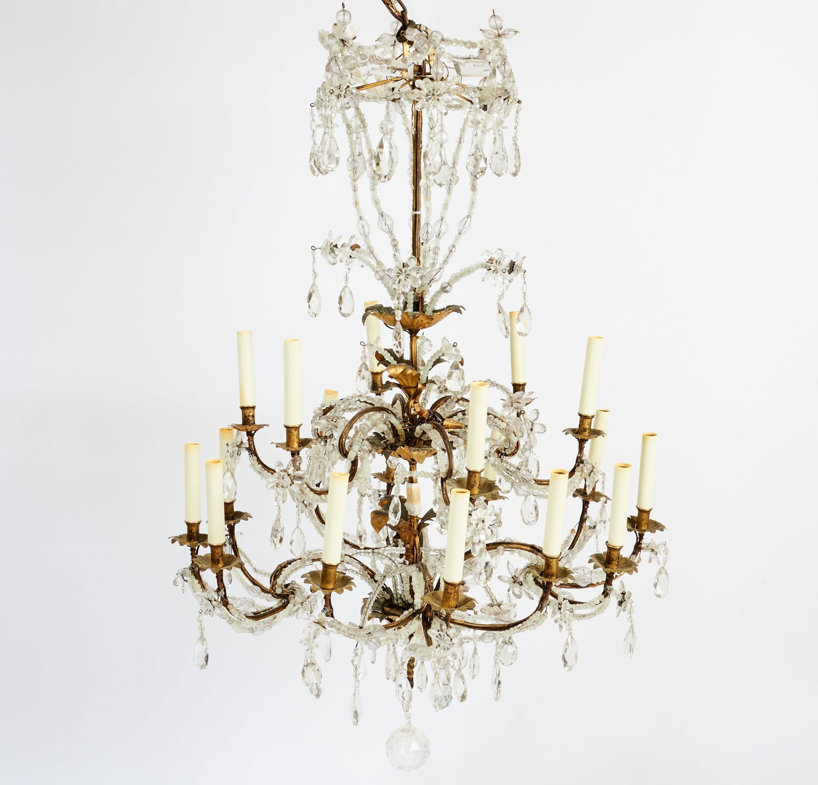 Italian Gilt Metal and Cut Crystal Chandelier (1 of 2)