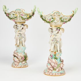 Pair of Meissen Porcelain figural Baskets