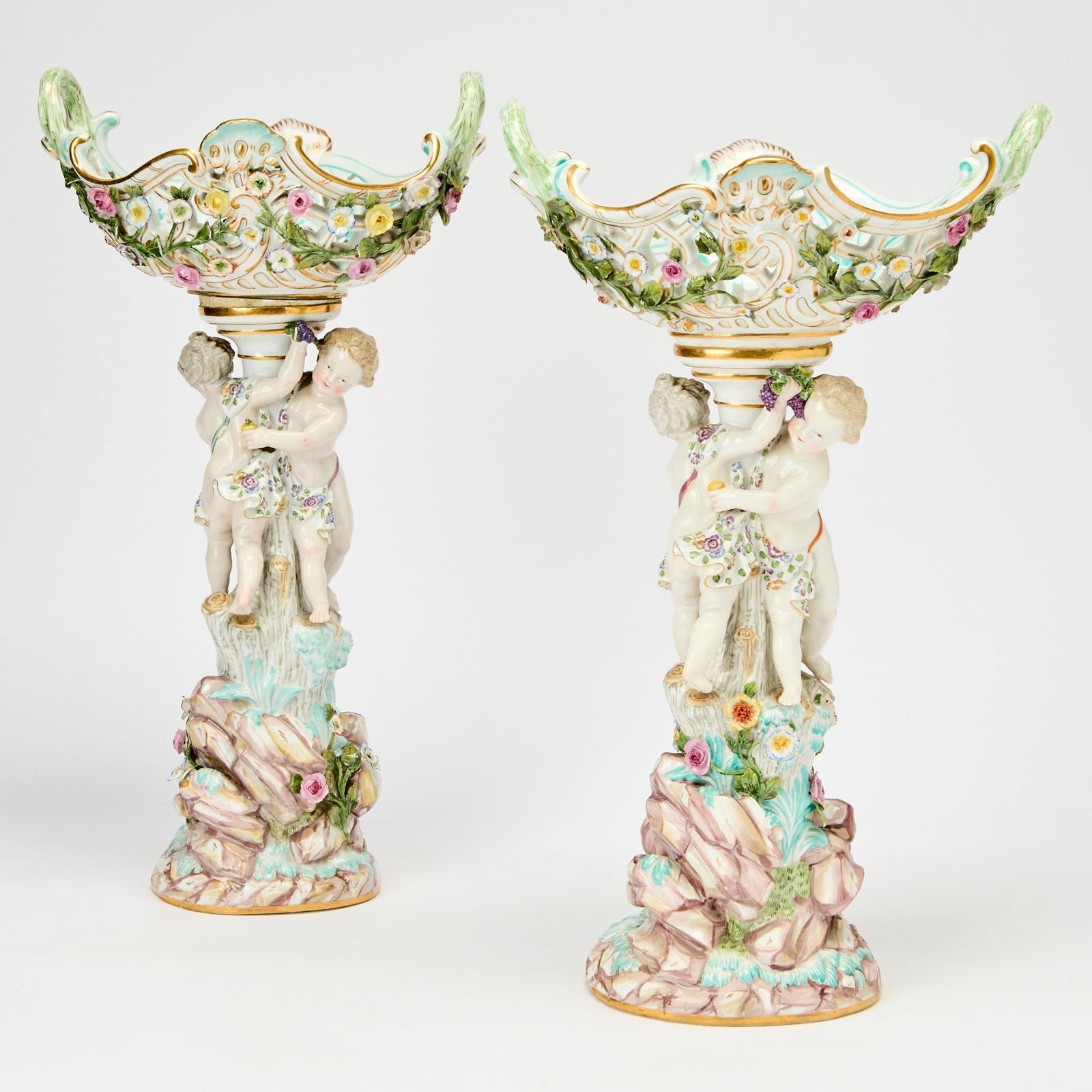 Pair of Meissen Porcelain figural Baskets (1 of 2)