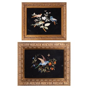 Two Italian Framed Pietra Dura Plaques